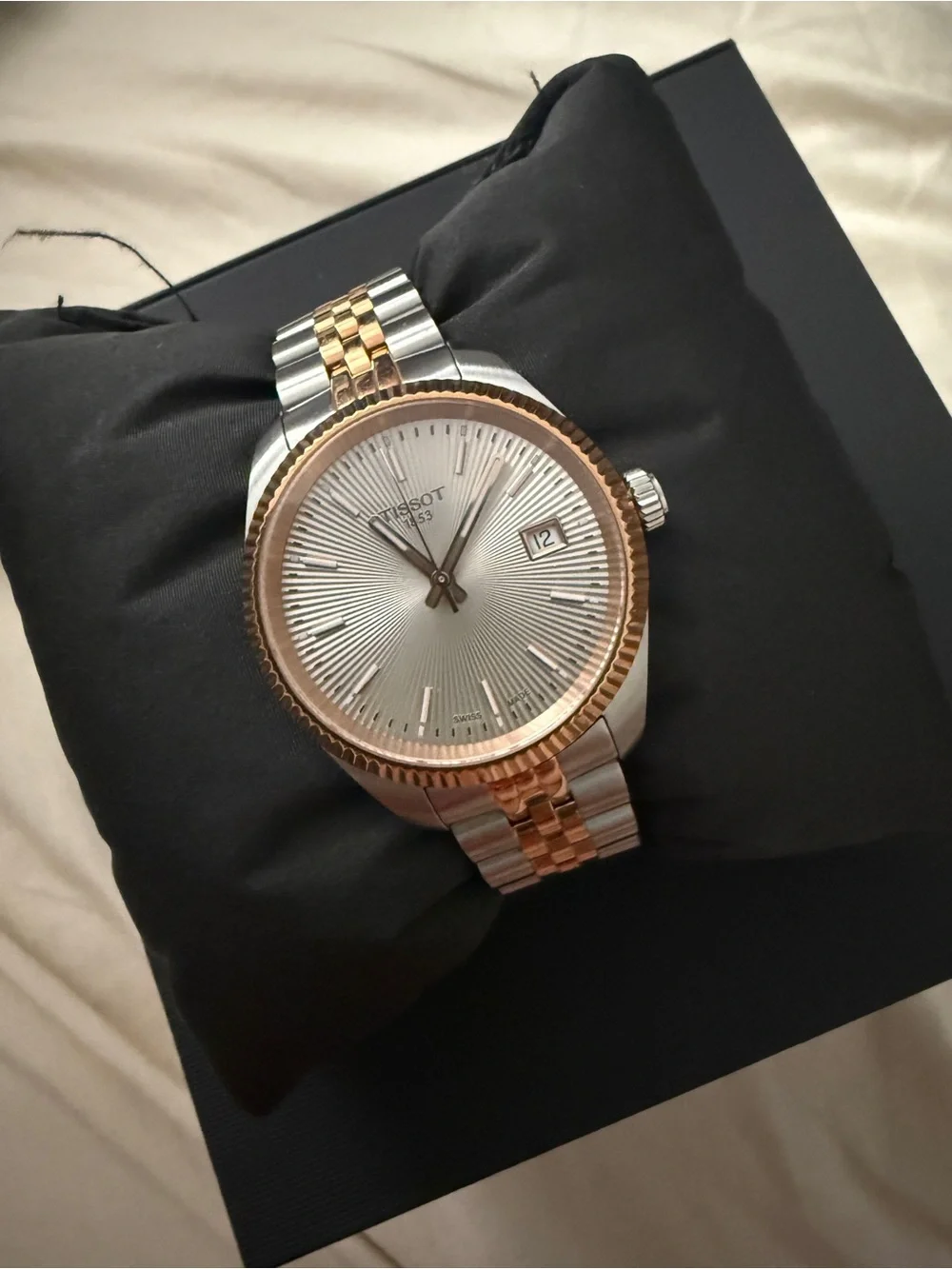 Tissot Ballade 34mm Two-Tone Rose Gold Silver Watch Box & Papers